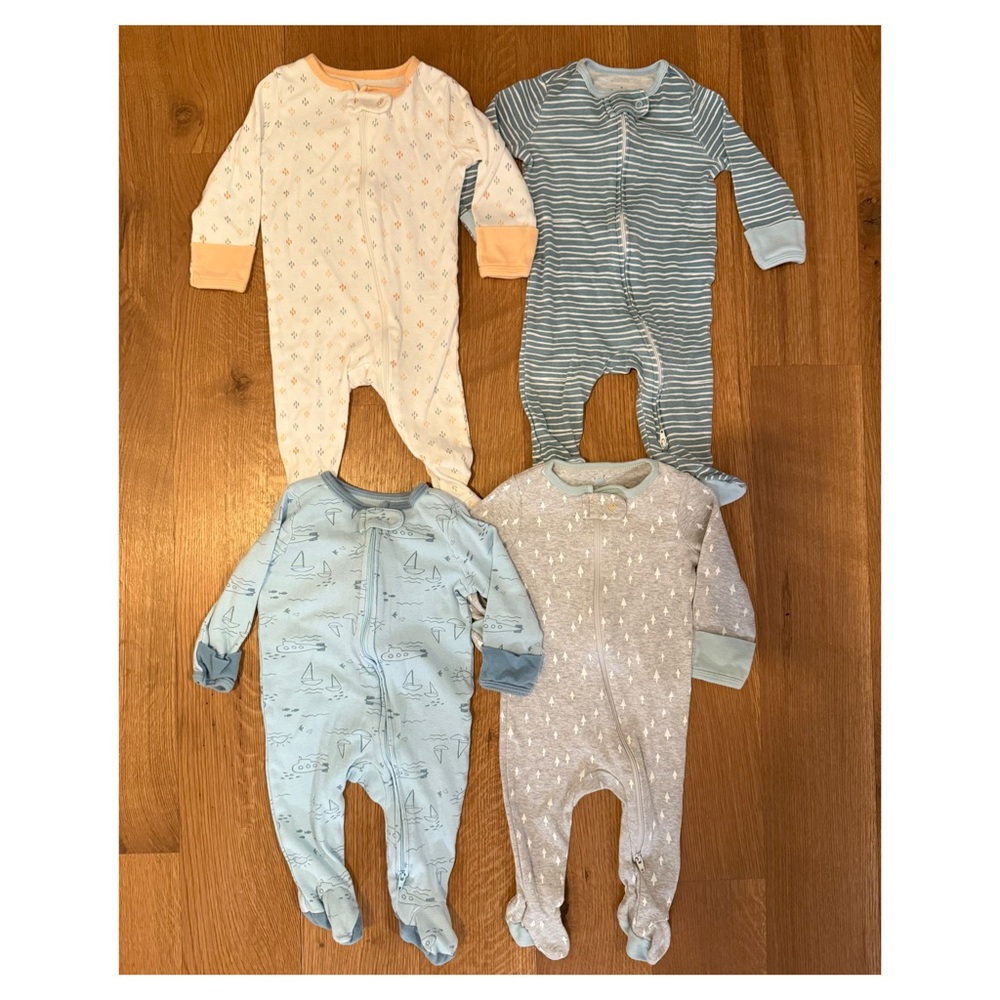 CLOUD ISLAND Set of 4 Footie Pajamas 3-6 Months